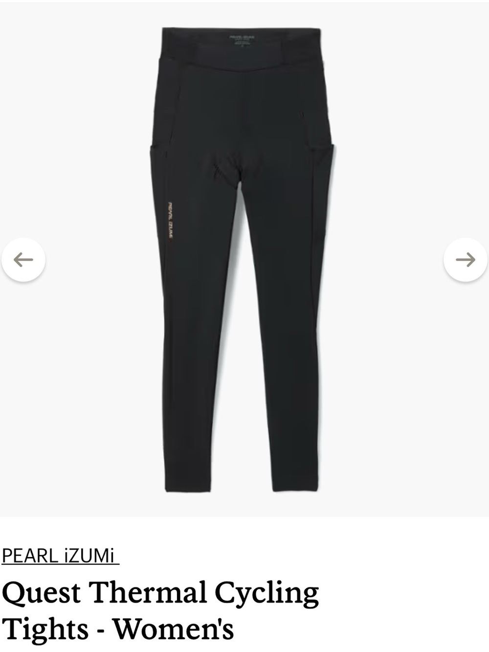 Pearl Izumi Women's Black Thermal Cycling Tights with Side Pockets